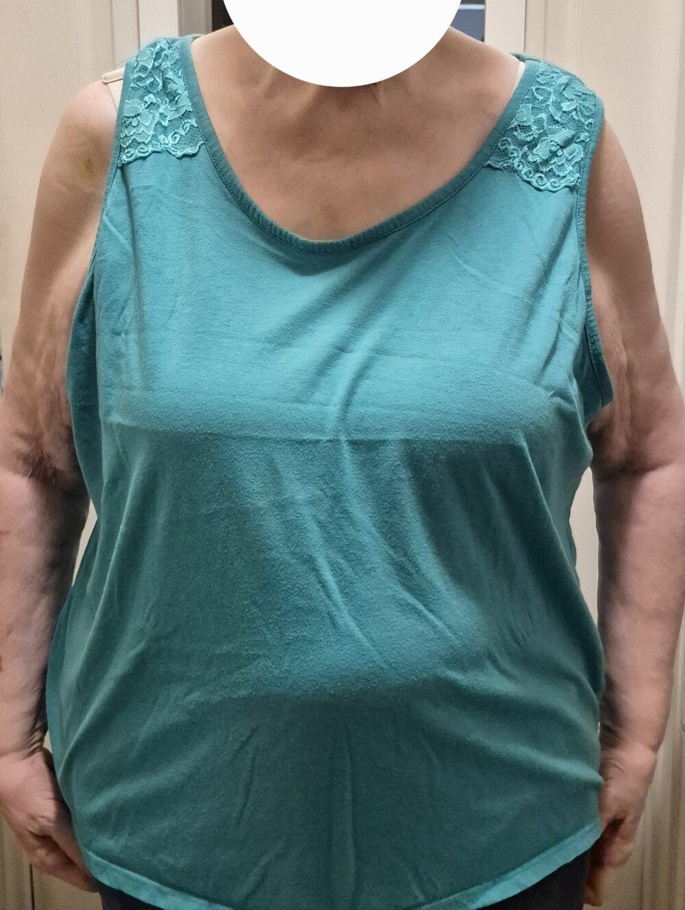 Women’s Teal Sleeveless Lace-Trim Tank Top Size 3x
